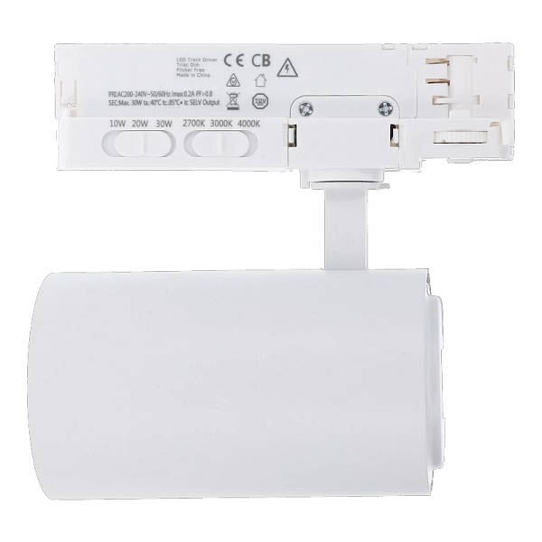 Witte 3-fase railspot LS-TR3F02R met bijgeleverde driver